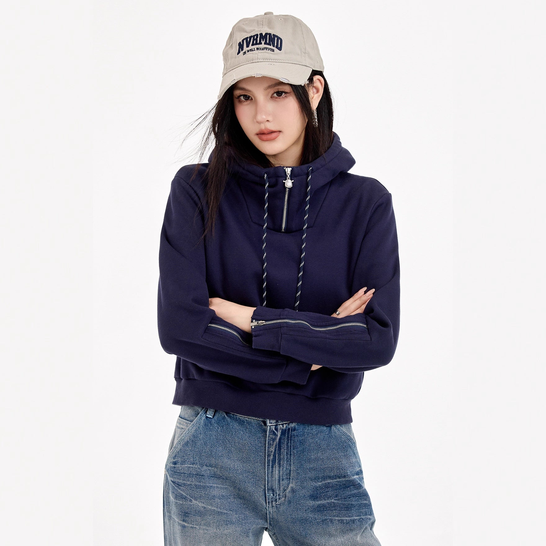 SEOUL SHADE – Dark Blue Korean Hoodie