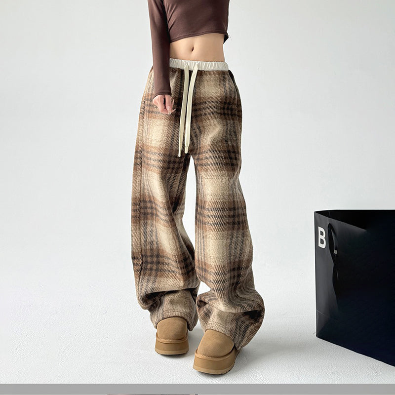 Arden Plaid Wide-Leg Trousers