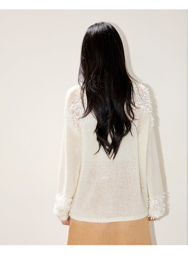 ELEGANCE Fringe Detail Sweater