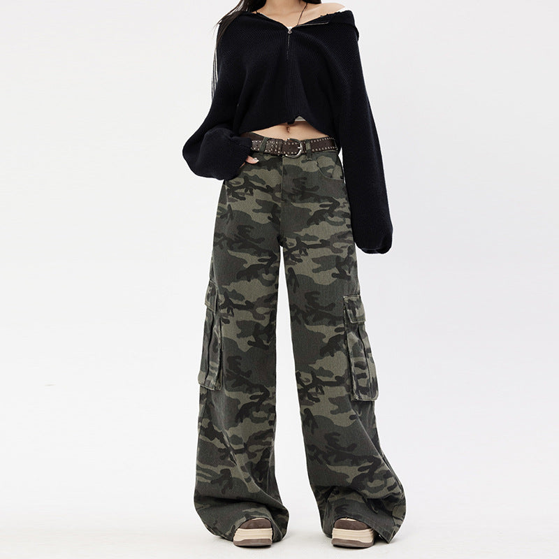 CAMO High Waist Wide Leg Denim Pants