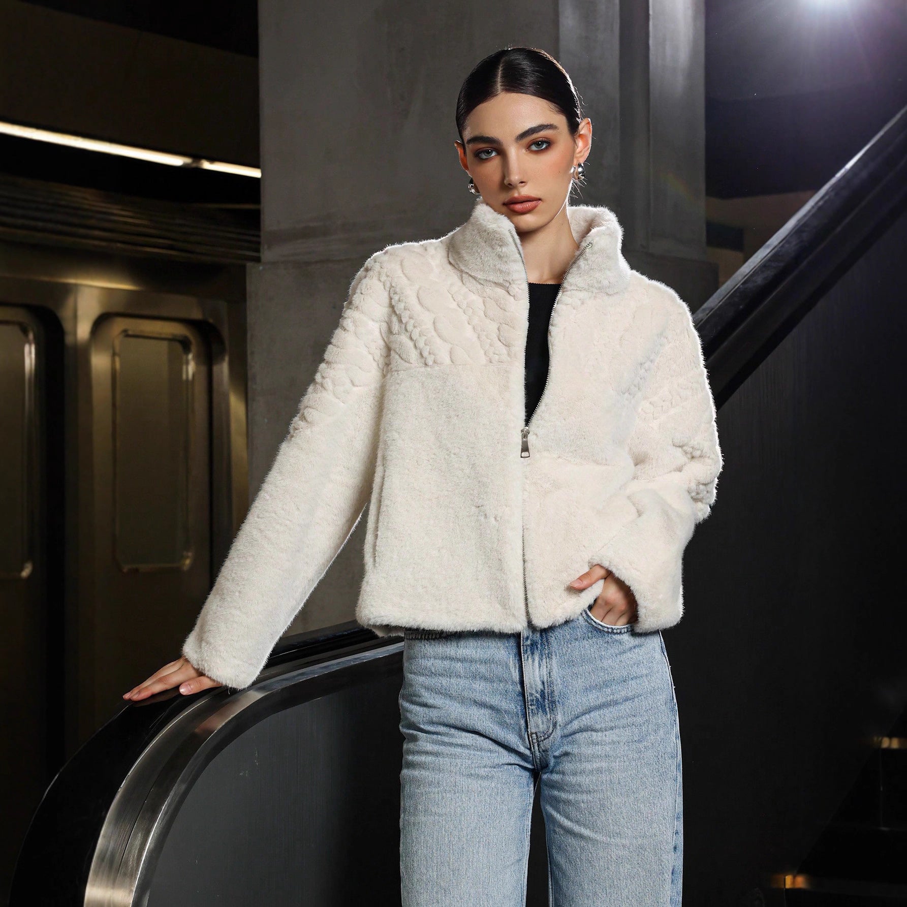 LUMINA Faux-Fur Zip Jacket
