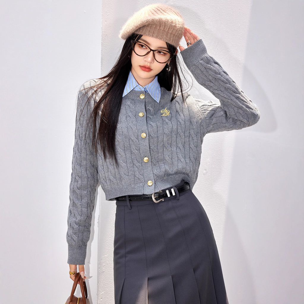 SEOUL Embroidered Polo Cardigan