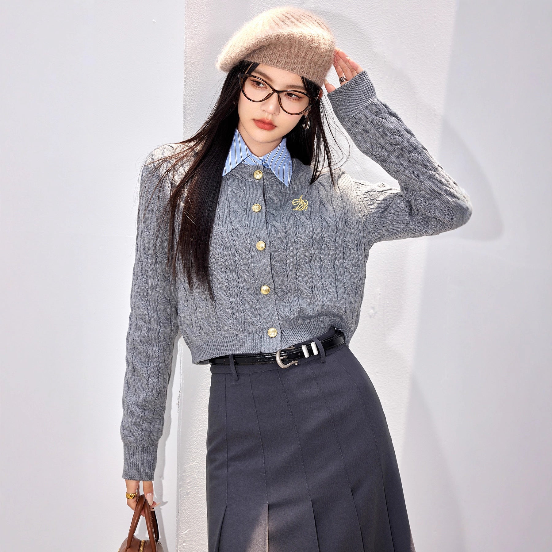 SEOUL Embroidered Polo Cardigan