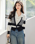 SCHOLAR Gradient Stripe Slub Cardigan