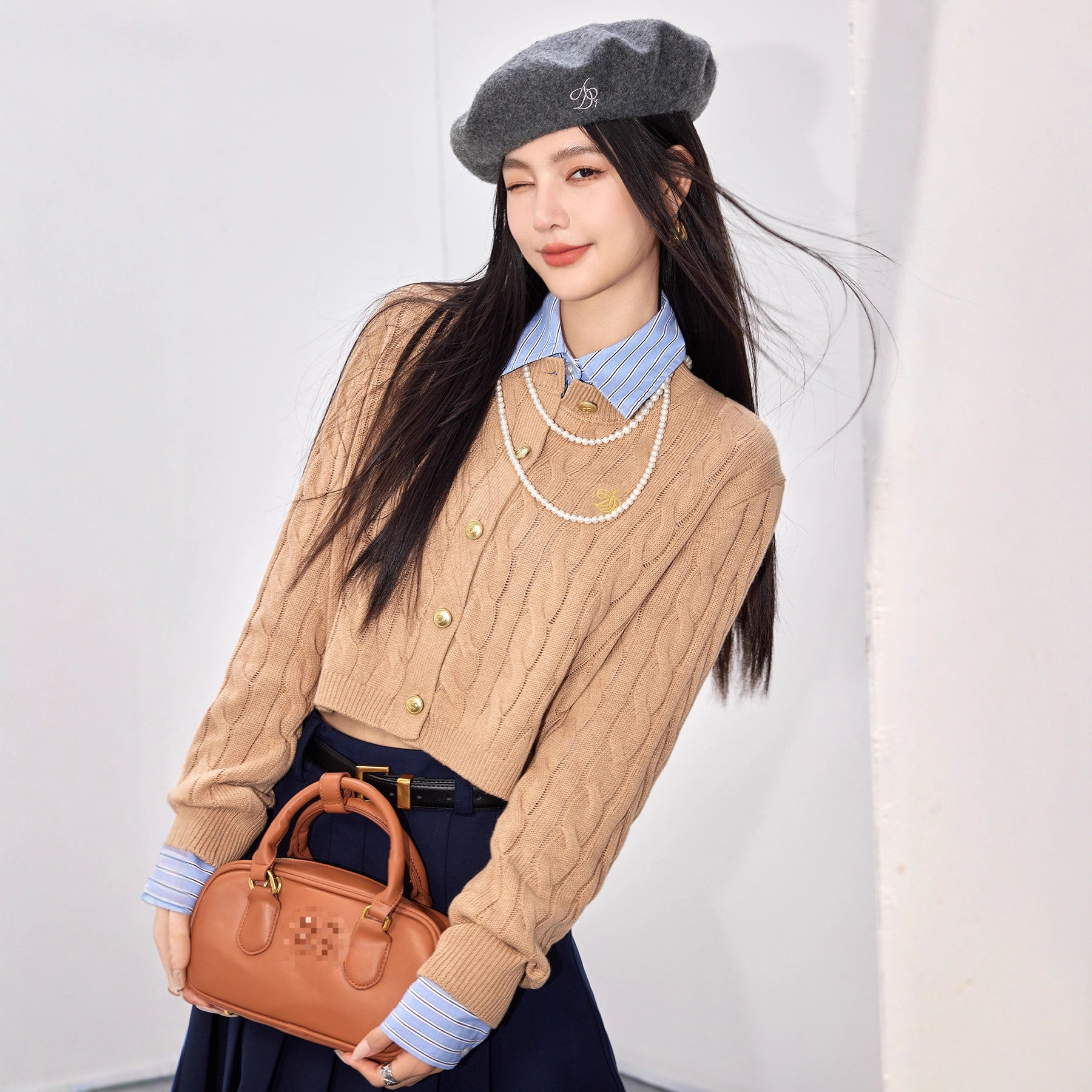 SEOUL Embroidered Polo Cardigan