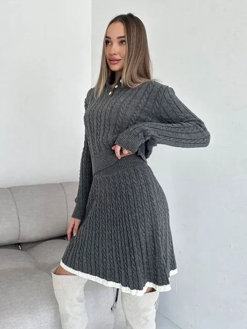 AMELIA KNIT DRESS – Elegant Collared Sweater Dress