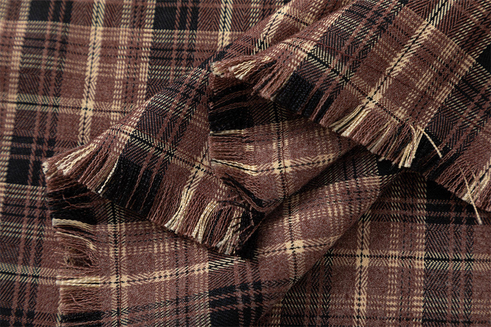 KANIENE FrayPlaid – Oversized Frayed-Edge Shirt