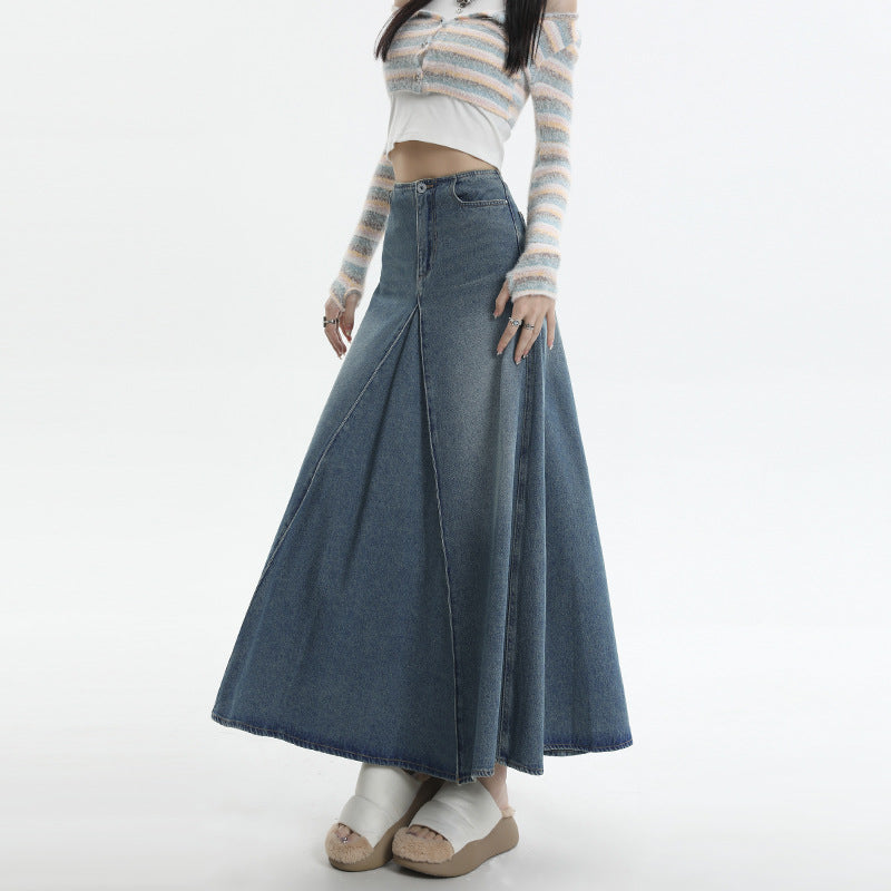 LOUVE SKIRT – Vintage Blue A-Line Denim Skirt
