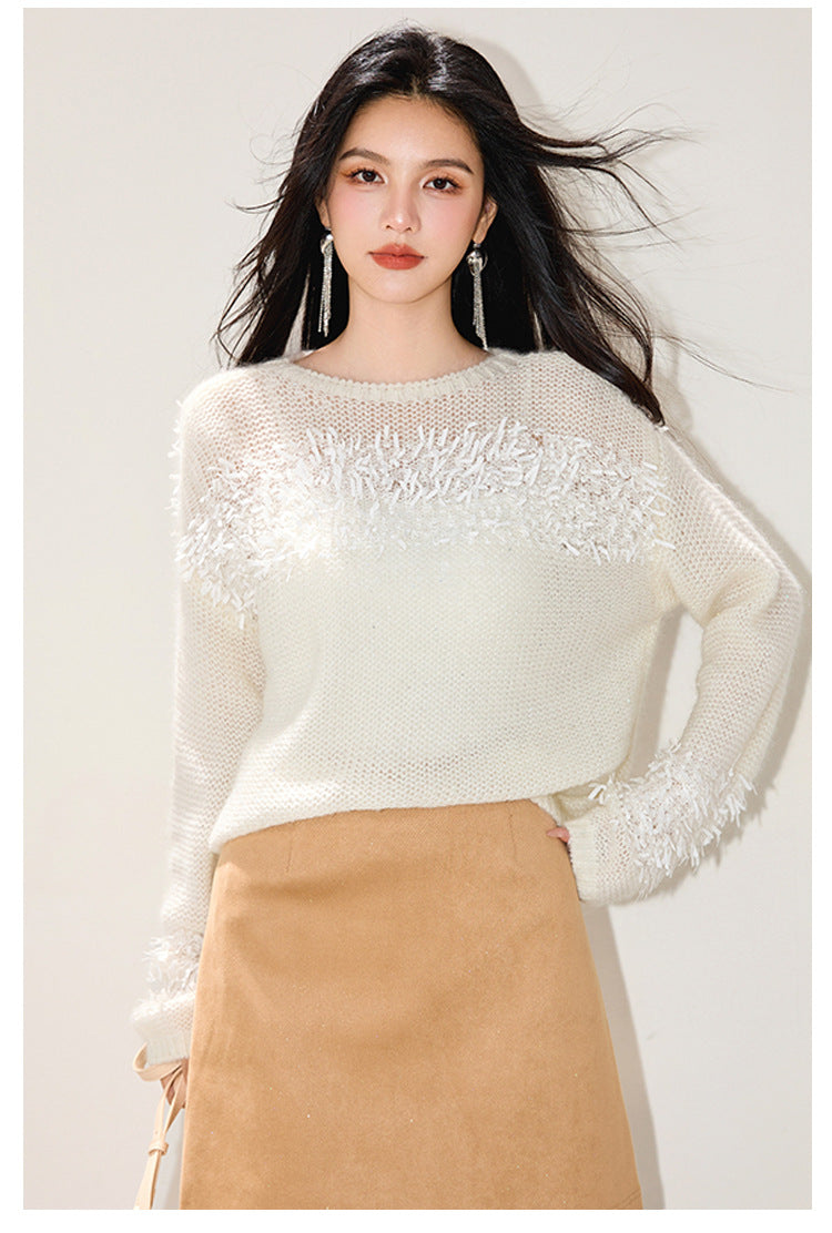 ELEGANCE Fringe Detail Sweater