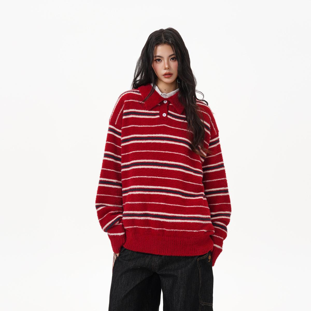 MARITIME Striped Polo Sweater