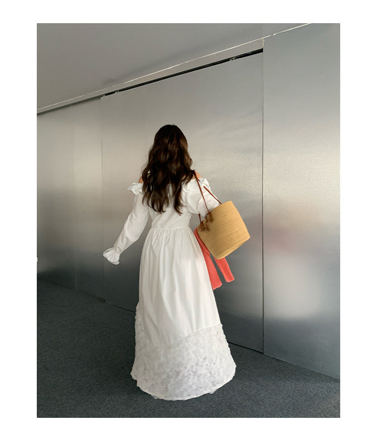 MADELEINE DRESS – French Off-Shoulder Lace Maxi Dress