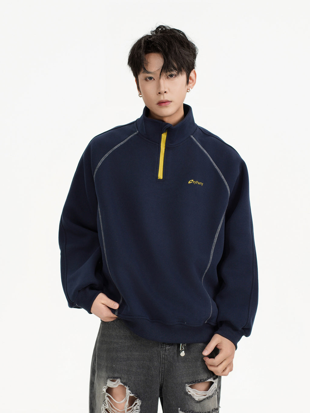 Half-Zip Stand Collar Sweatshirt – Outdoor Street Edition