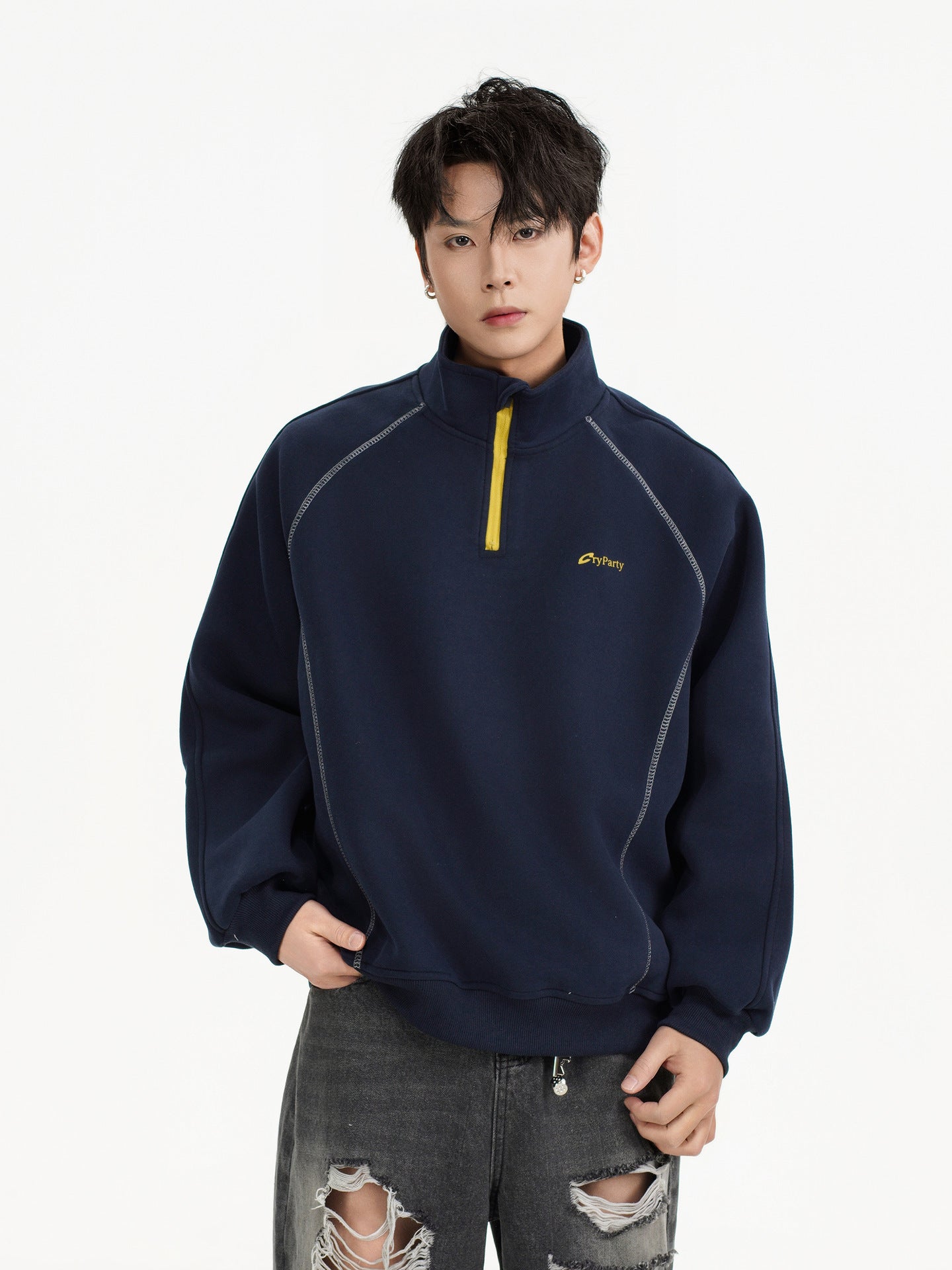 Half-Zip Stand Collar Sweatshirt – Outdoor Street Edition