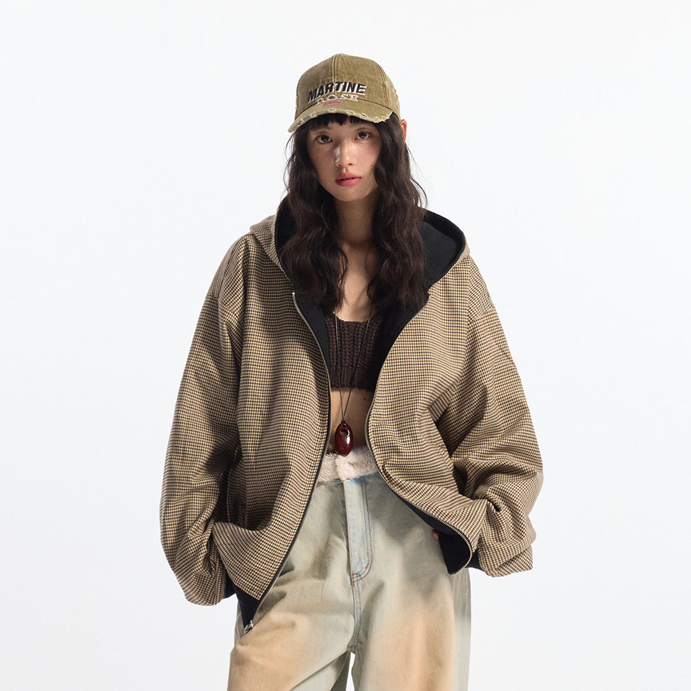 KANIENE DuoPlaid – Oversized Reversible Hoodie