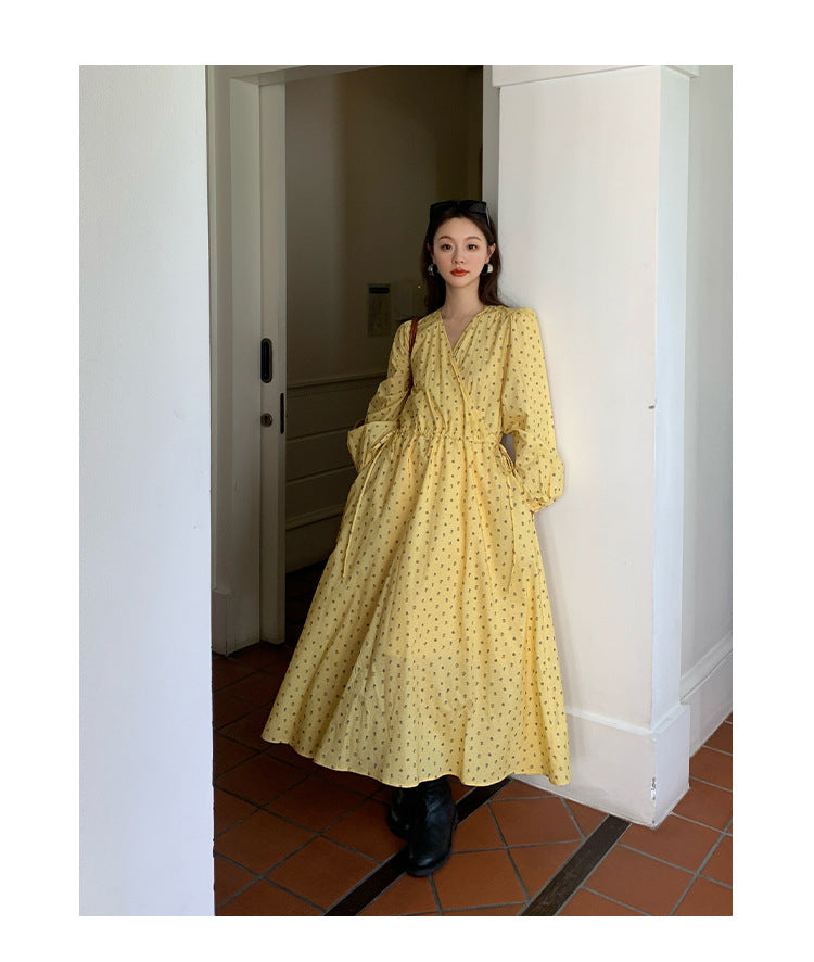 AMARA DRESS – Yellow Polka-Dot Cotton Maxi Dress