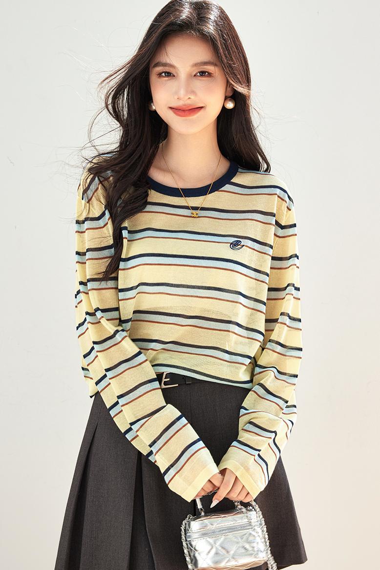 SUNLIT STRIPES – Bamboo Cotton Knit Sweater