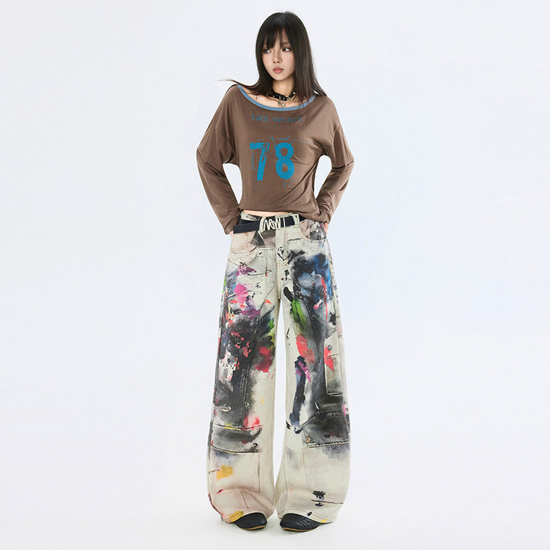 Graffiti Streetwear Jeans – High Waist & Wide Leg