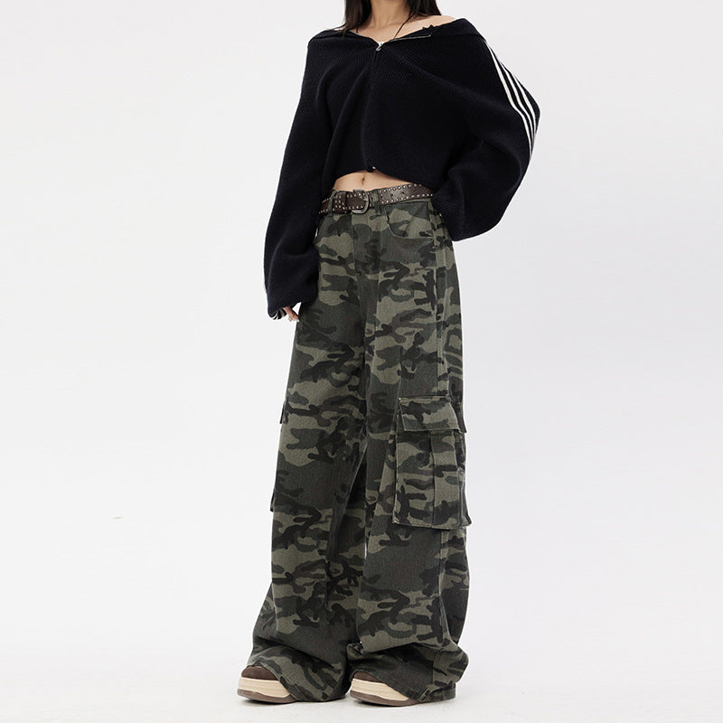 CAMO High Waist Wide Leg Denim Pants