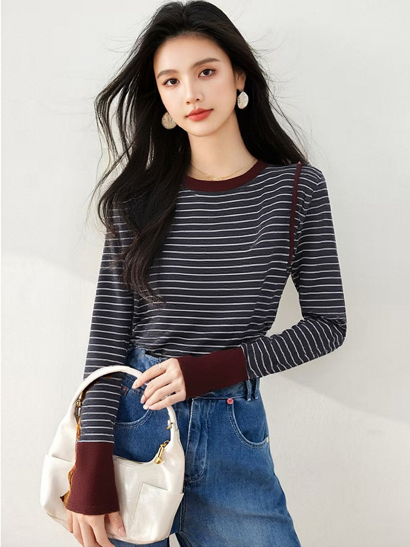 Elegant Color Block Knit Pullover – Long Sleeve Soft Top