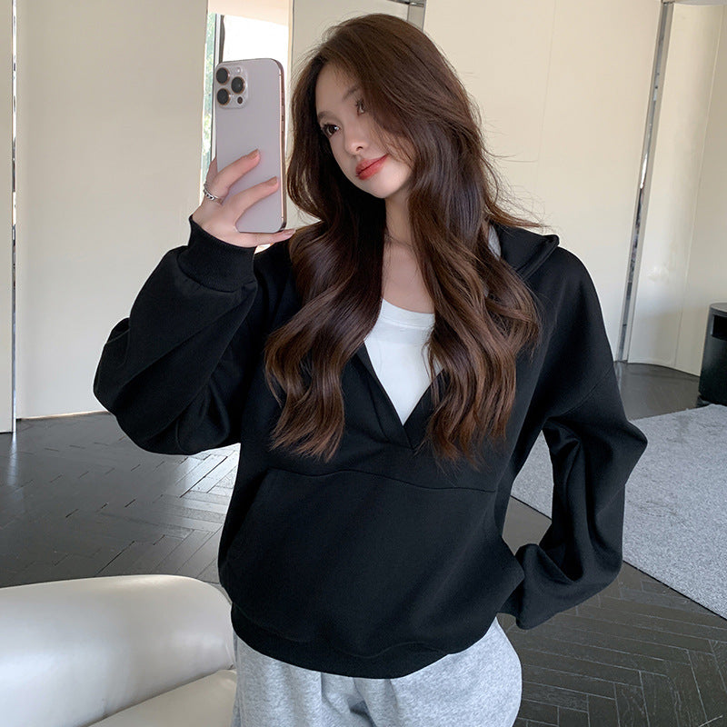 EVERYDAY VIBE – Soft V-Neck Pullover Hoodie