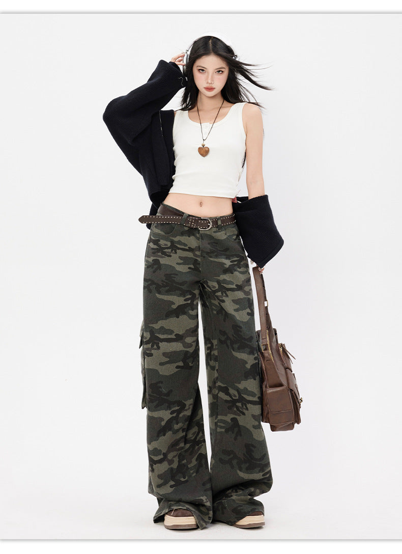CAMO High Waist Wide Leg Denim Pants
