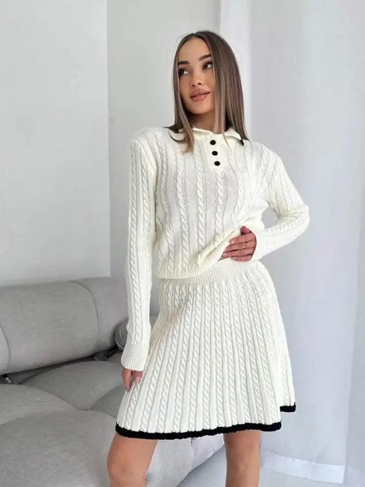 AMELIA KNIT DRESS – Elegant Collared Sweater Dress