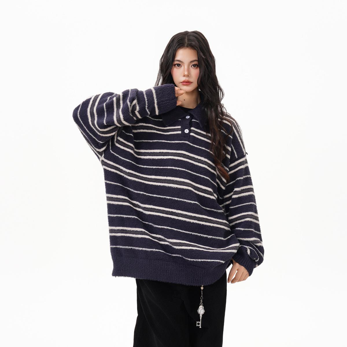 MARITIME Striped Polo Sweater