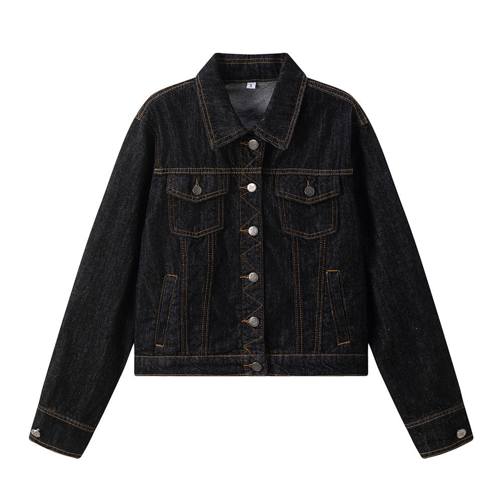 KANIENE NoirStitch – Fitted Contrast-Stitch Denim Jacket
