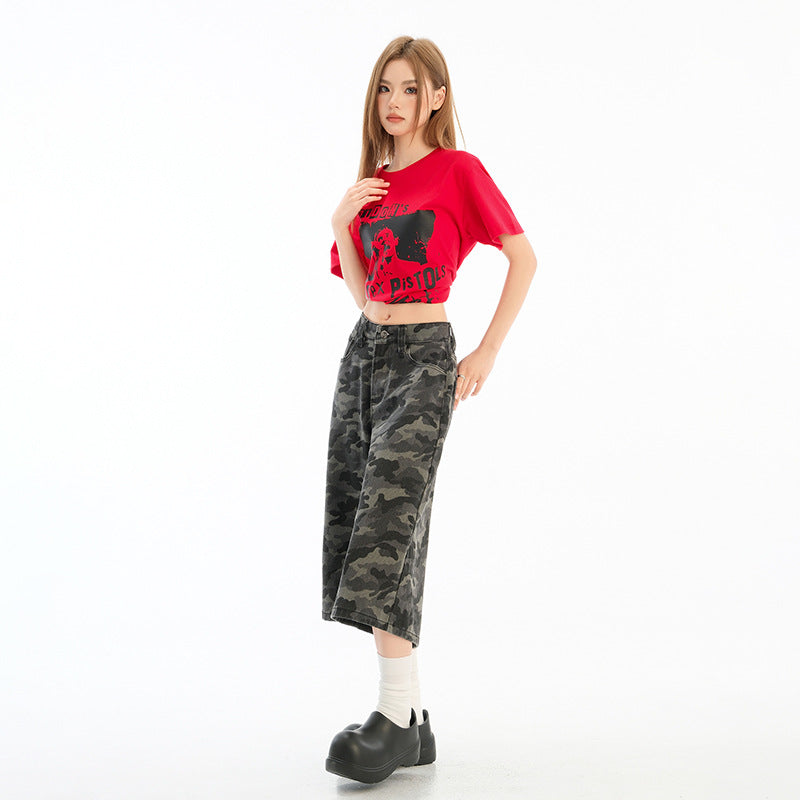 Grey Cropped Streetwear Jeans – High Waist & Loose Fit