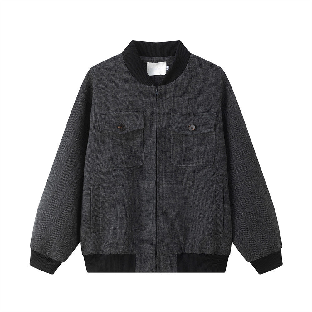 KANIENE GrayUnit – Multi-Pocket Stand-Collar Street Jacket