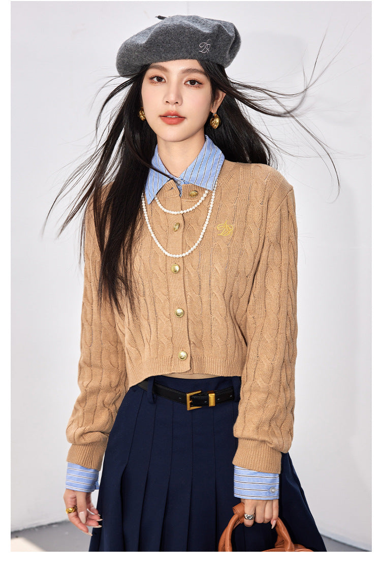 SEOUL Embroidered Polo Cardigan