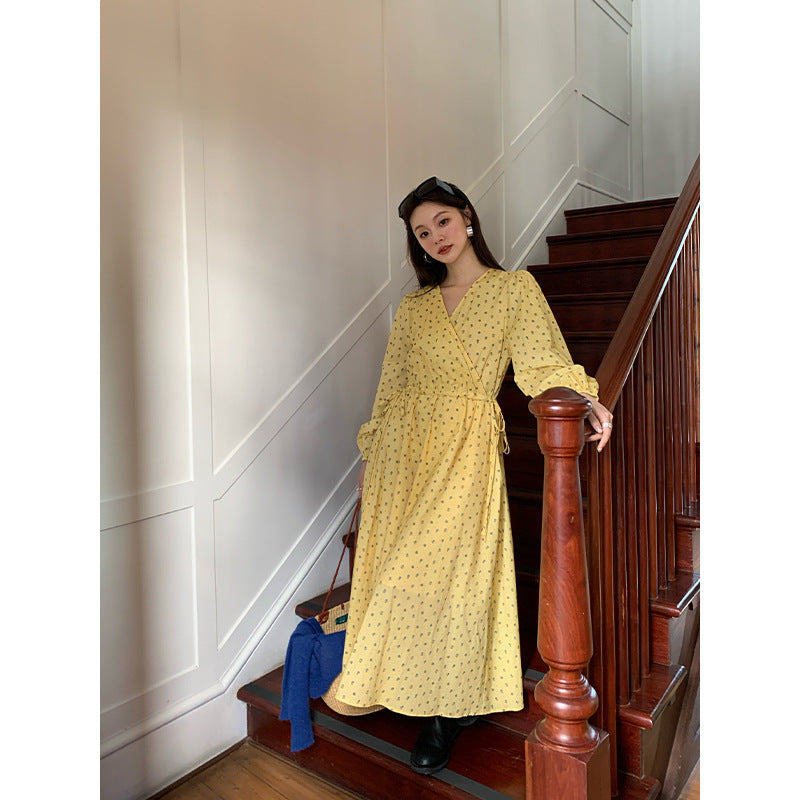 AMARA DRESS – Yellow Polka-Dot Cotton Maxi Dress
