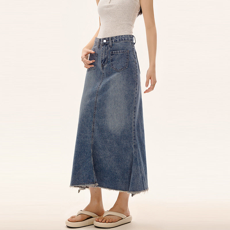 RETRO WAVE – Vintage Denim Mermaid Skirt