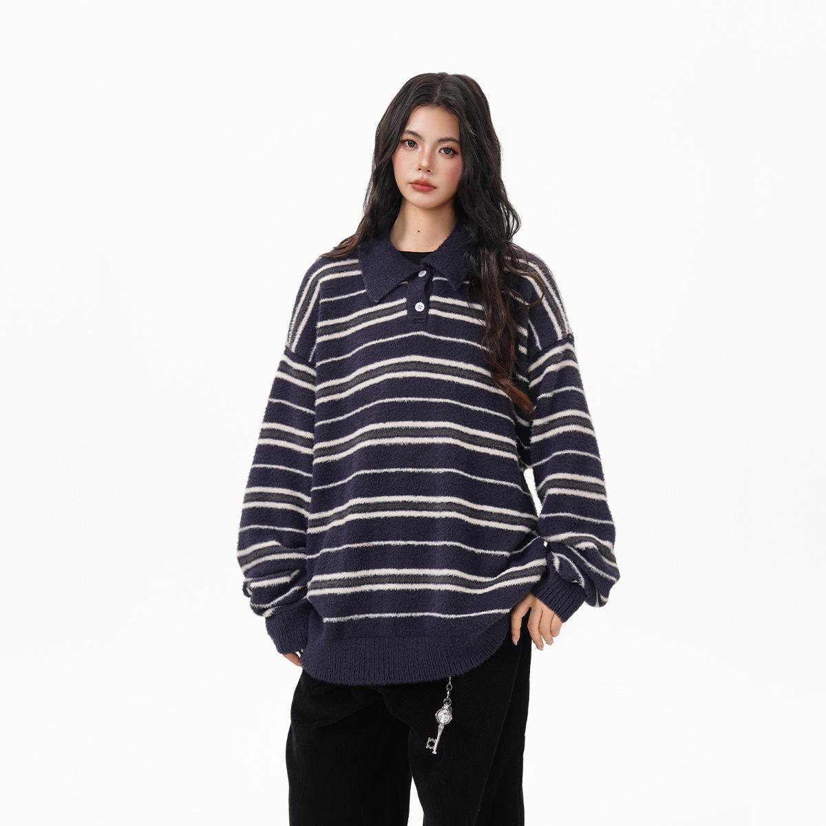 MARITIME Striped Polo Sweater