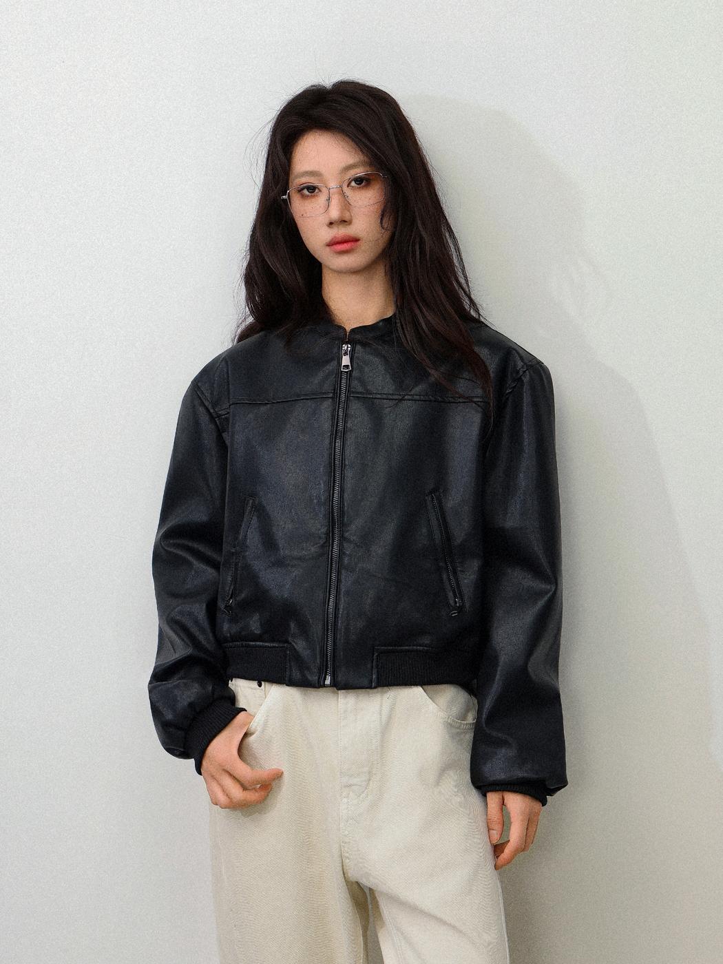 SLEEK Collarless Zip Jacket