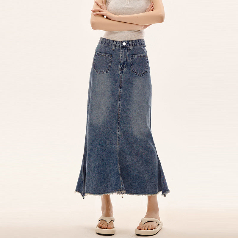 RETRO WAVE – Vintage Denim Mermaid Skirt