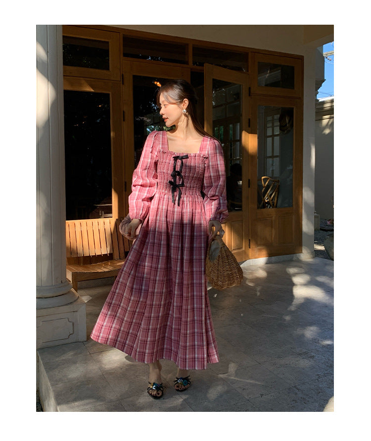 ELENA DRESS – Vintage Plaid Cotton Maxi Dress