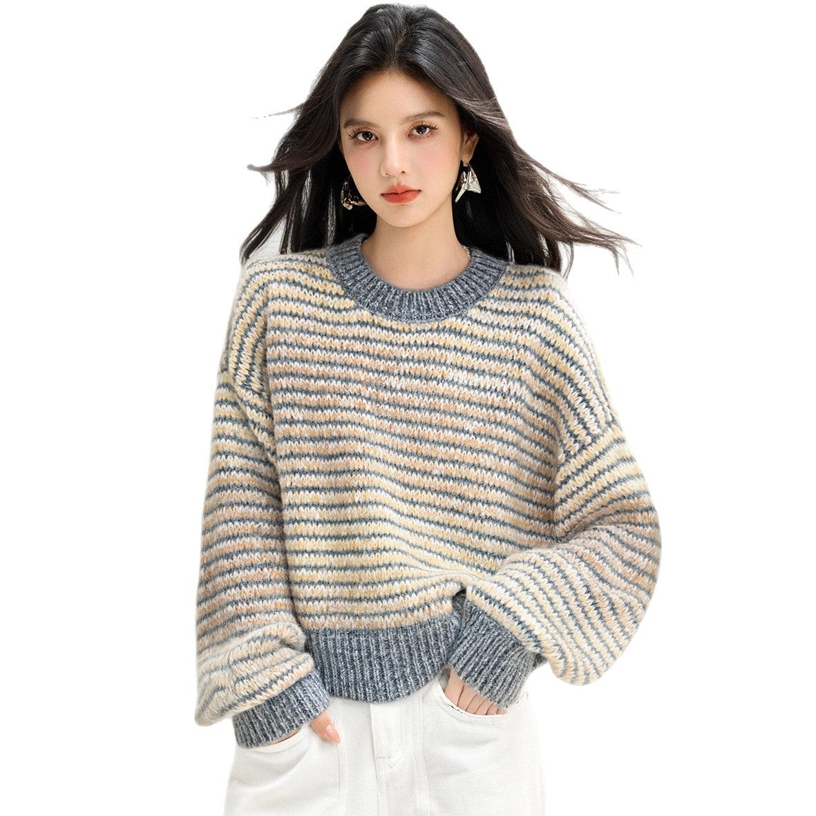ARTISAN Crochet Stripe Sweater